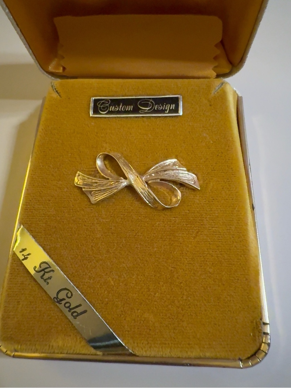 14K Gold Bow Brooch - Custom Design